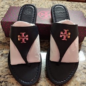 NEW Tory Burch Sandals. Navy Blue. Leather. 8.5M